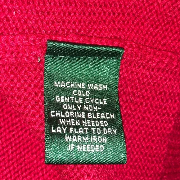 AUTHENTIC RALPH LAUREN CLASSIC RED BUTTON DOWN SWEATER SZ L - Picture 7 of 13